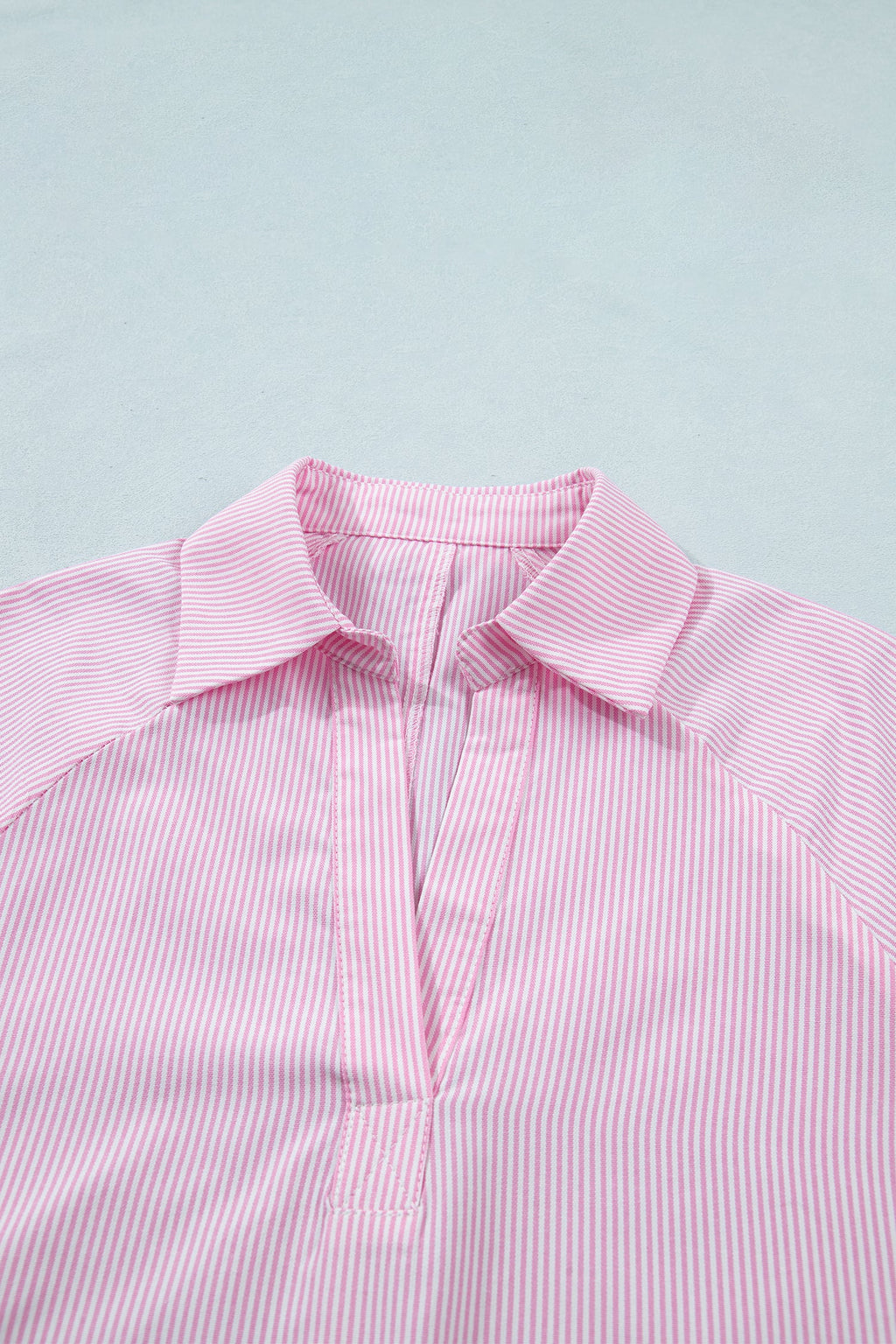 Stripe Tied Short Sleeve Collared Blouse