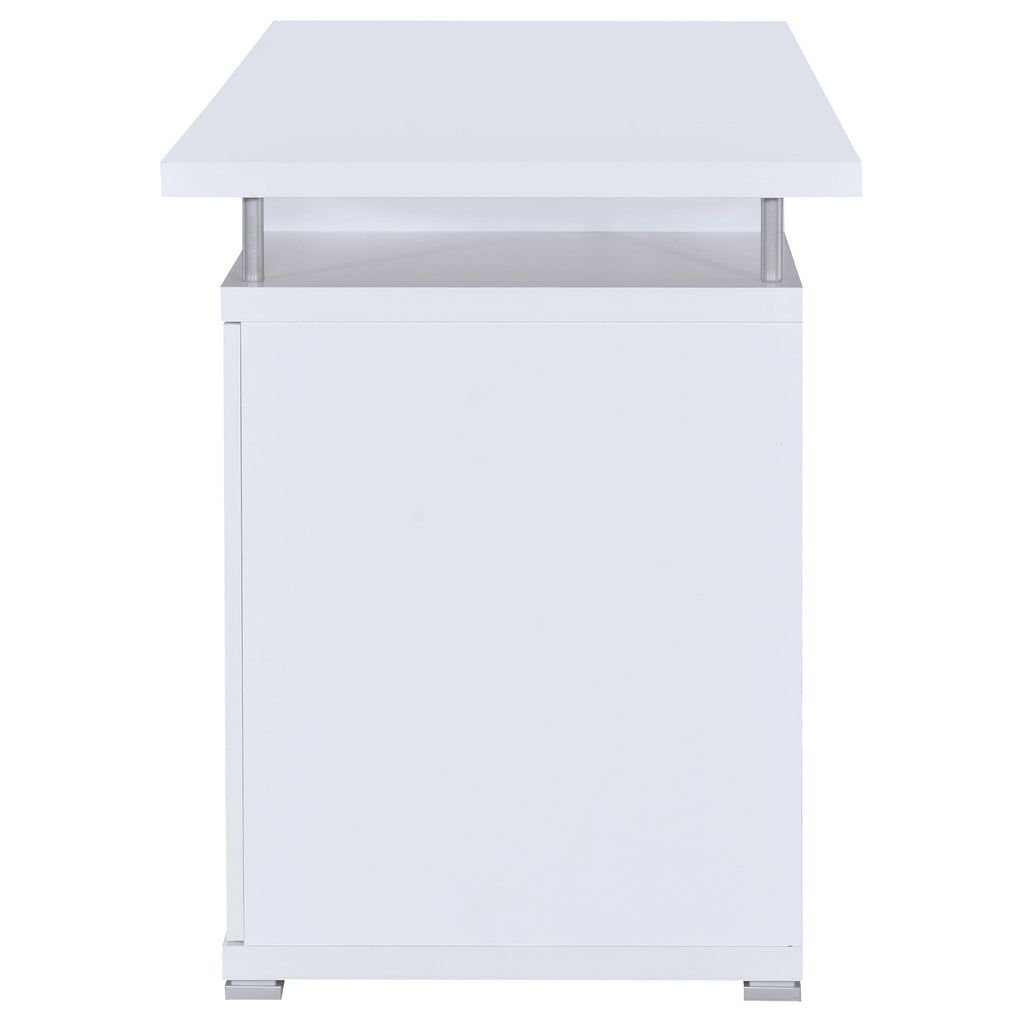 Rochelle White Computer Desk with 2 Drawers and Cabinet