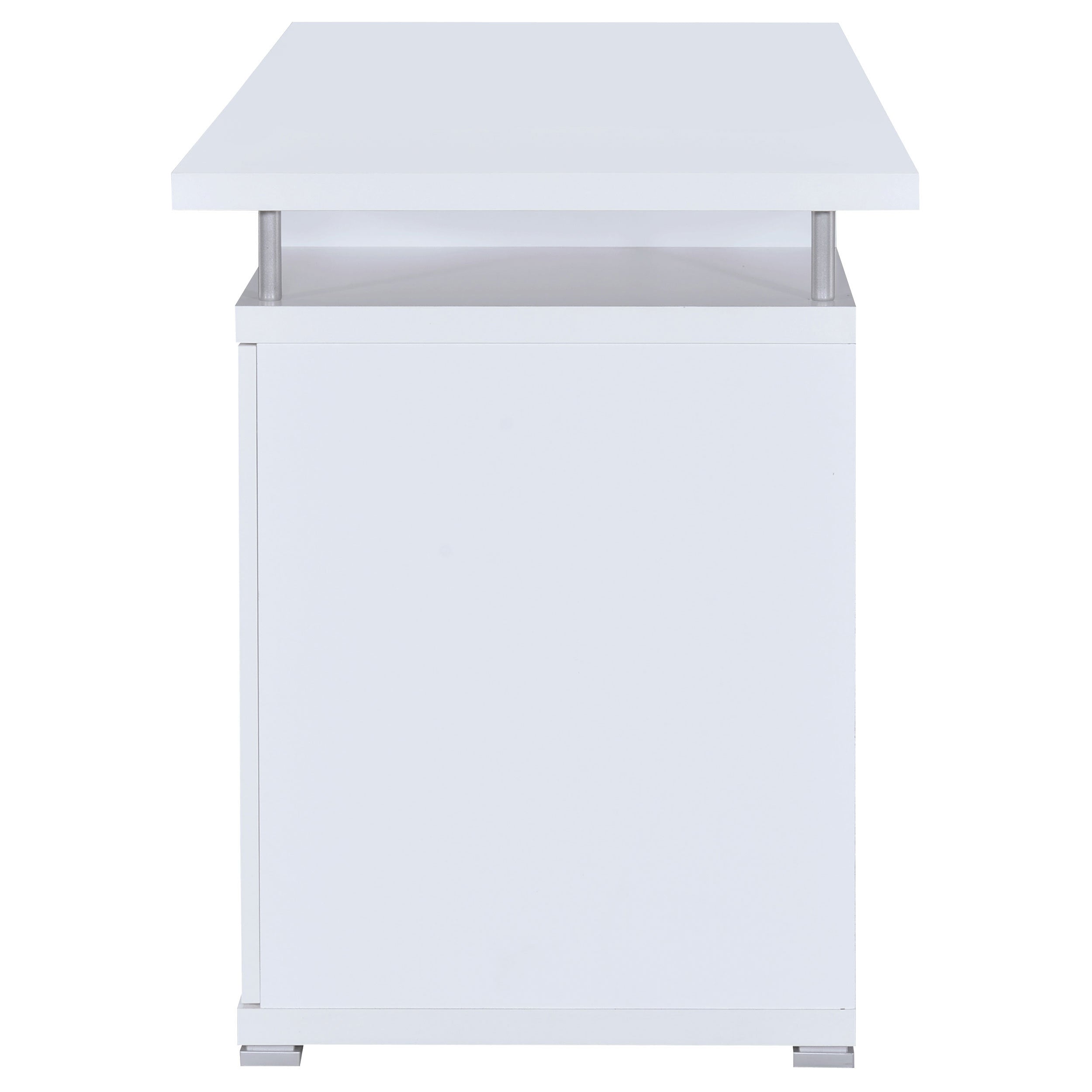 Rochelle White Computer Desk with 2 Drawers and Cabinet