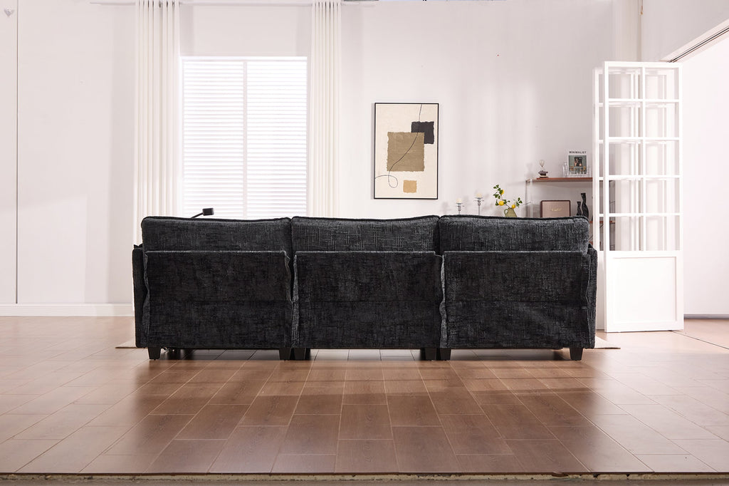 UNITED WE WIN 112' Oversized Sectional Sofa Cloud Couch for Living Room, Modern Chenille L Shaped Couch, Comfy Boucle Modular Sofa Sleeper with Movable Storage Ottoman, Phone Holder, USB Charging Port