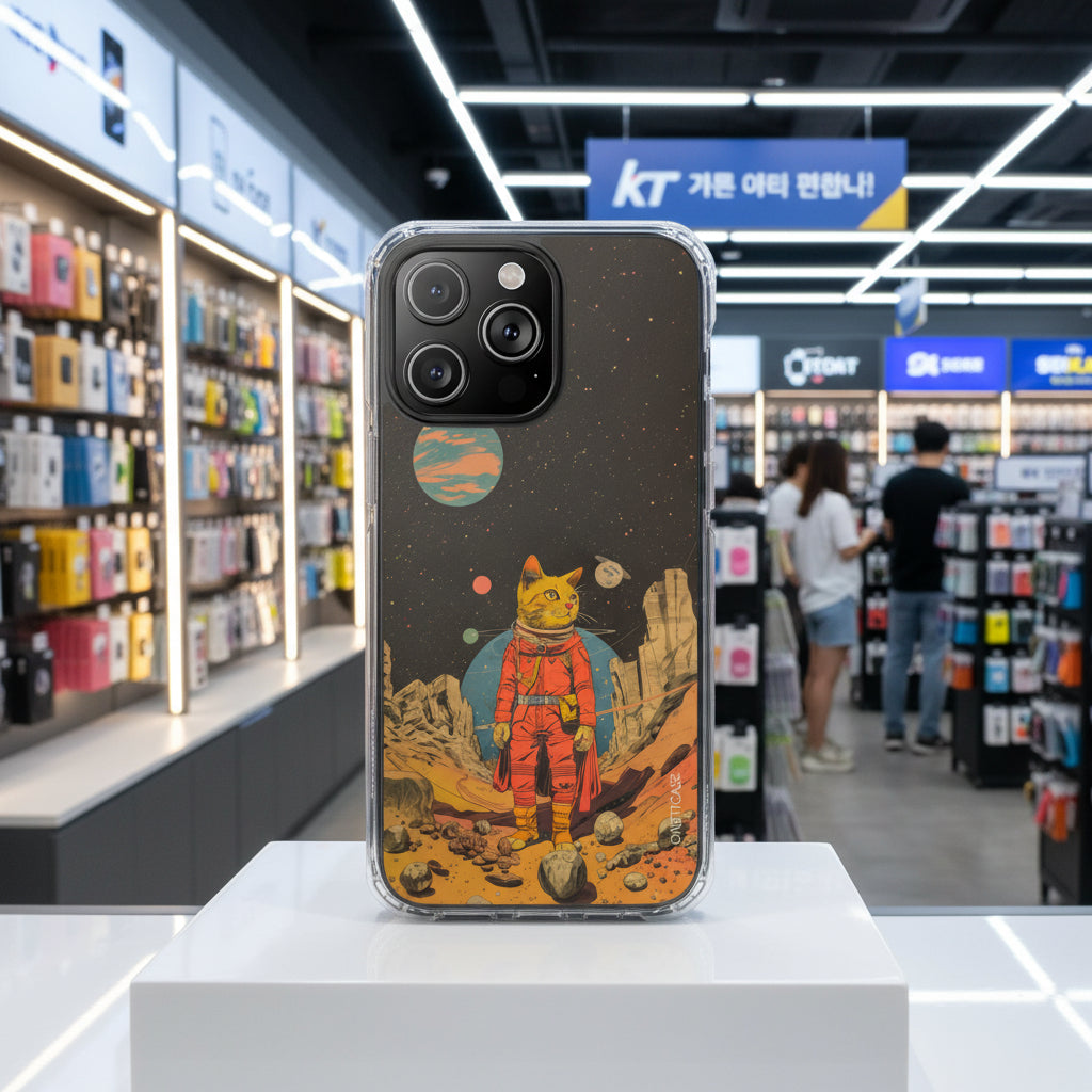 Retro Cat Astronaut Magnetic Clear Case for iPhone Series