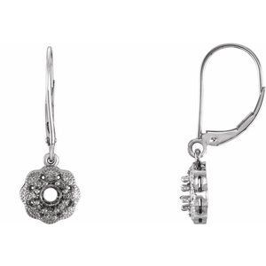 14K White Gold 4 mm Round Halo-Style Earring Mounting