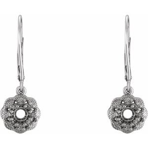 14K White Gold 4 mm Round Halo-Style Earring Mounting – image 2