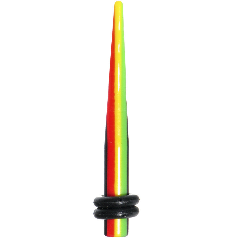 6G Acrylic Rasta Stripes Straight Taper