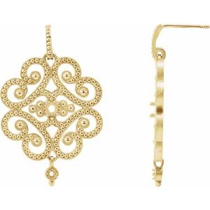14K Yellow Gold Granulated Earring Mounting