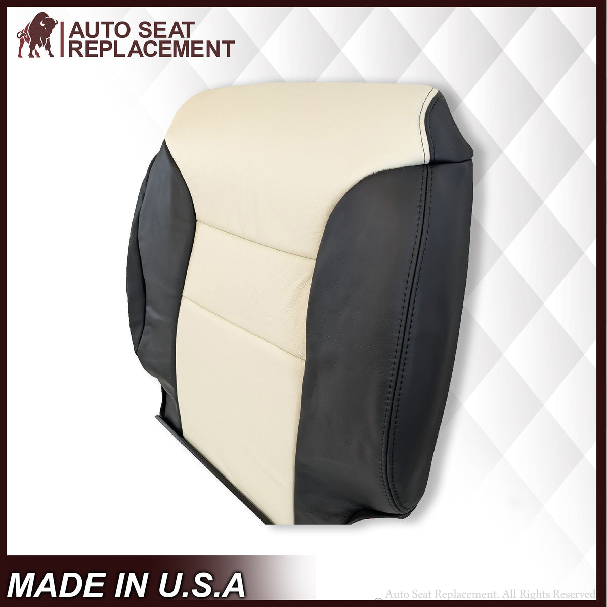 1995-1999 Chevy Tahoe Suburban Silverado Seat Cover in White and Black Choose: Leather or Vinyl