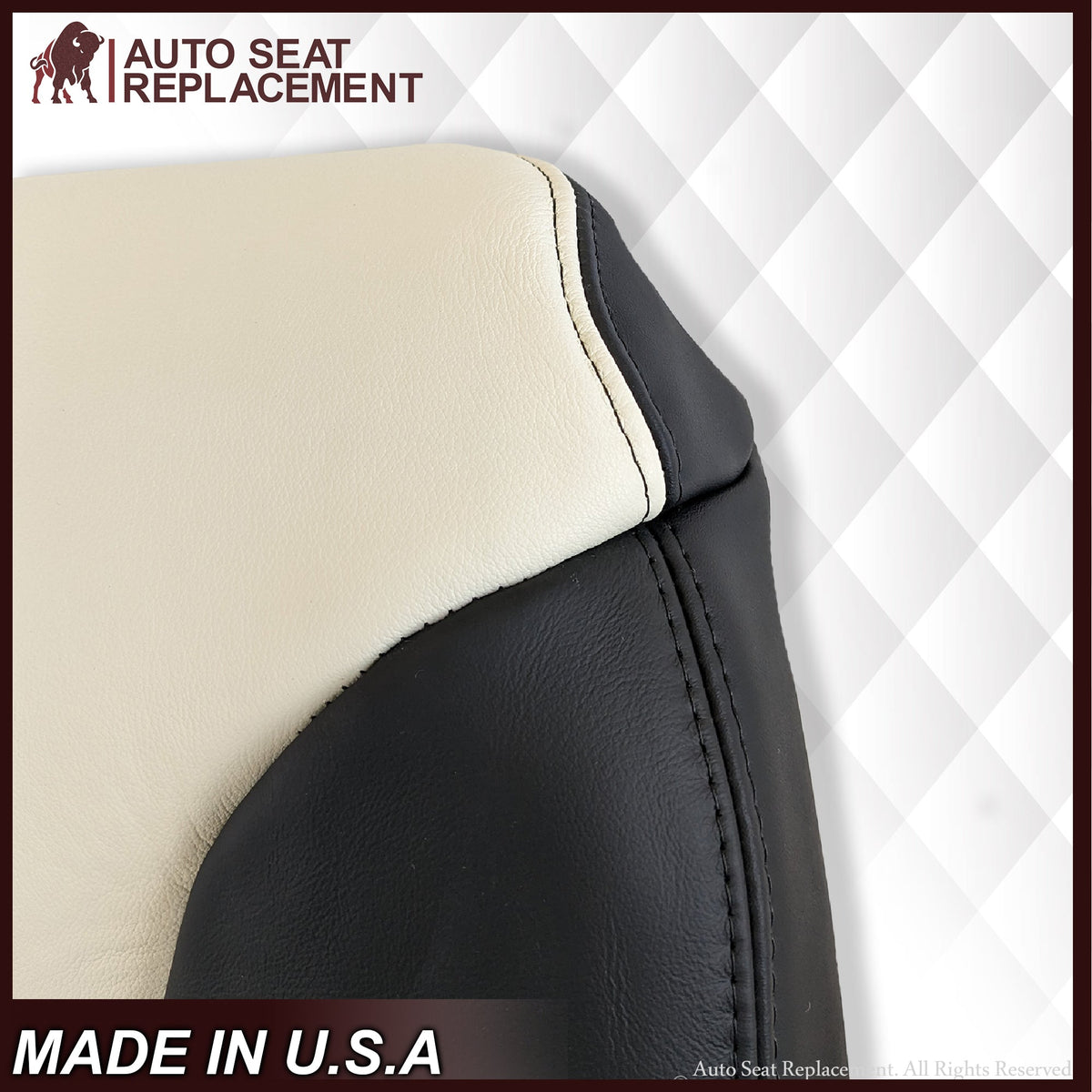 1995-1999 Chevy Tahoe Suburban Silverado Seat Cover in White and Black Choose: Leather or Vinyl