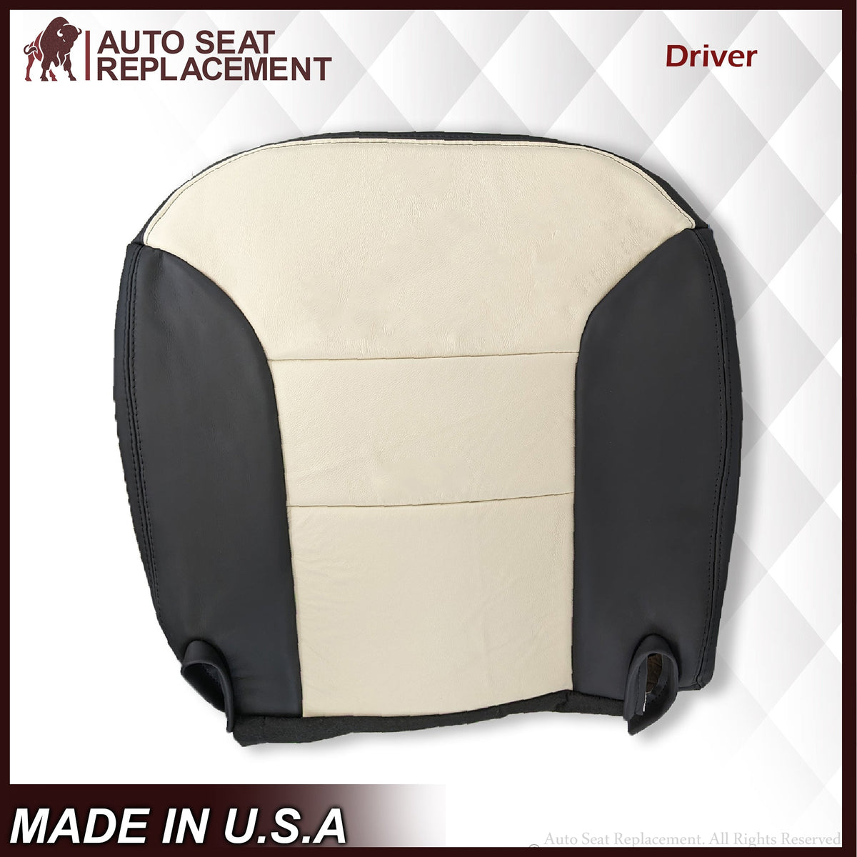 1995-1999 Chevy Tahoe Suburban Silverado Seat Cover in White and Black Choose: Leather or Vinyl