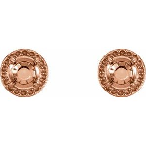 14K Rose Gold 4.5 mm Round Halo-Style Earring Mounting – image 2