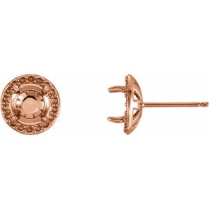 14K Rose Gold 4.5 mm Round Halo-Style Earring Mounting
