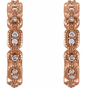 14K Rose Gold 1/6 CTW Natural Diamond 16.52 mm Hoop Earrings