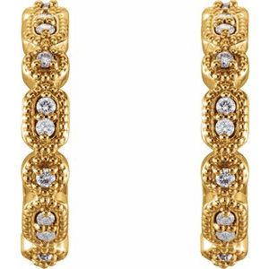 14K Yellow Gold 1/6 CTW Natural Diamond 16.52 mm Hoop Earrings – image 2