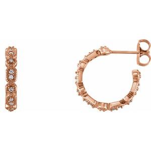 14K Rose Gold 1/6 CTW Natural Diamond 16.52 mm Hoop Earrings
