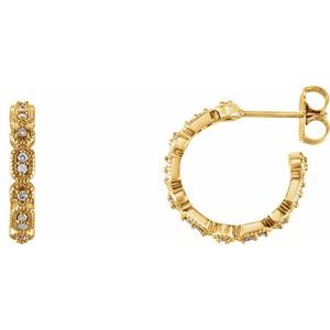 14K Yellow Gold 1/6 CTW Natural Diamond 16.52 mm Hoop Earrings