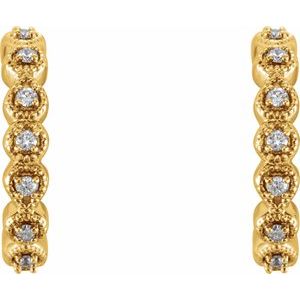 14K Yellow Gold 1/8 CTW Natural Diamond 15.1 mm Hoop Earrings