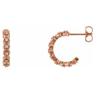 14K Rose Gold 1/8 CTW Natural Diamond 15.1 mm Hoop Earrings