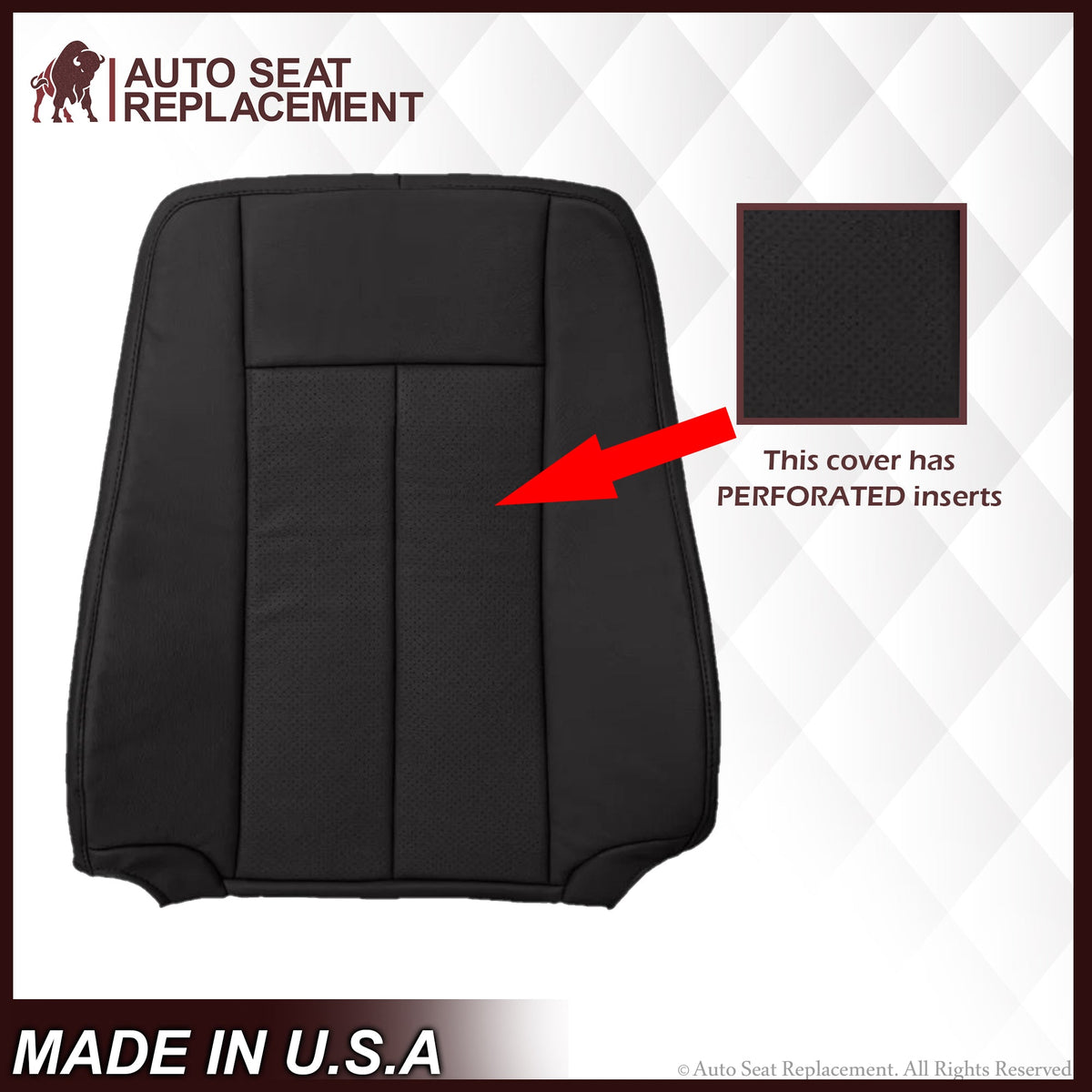 2007-2014 Ford Expedition Perforated Replacement Seat Cover In Black