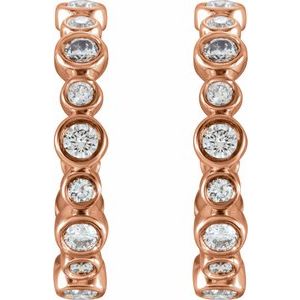 14K Rose Gold 3/8 CTW Natural Diamond 13.7 mm Hoop Earrings