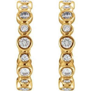 14K Yellow Gold 3/8 CTW Natural Diamond 13.7 mm Hoop Earrings