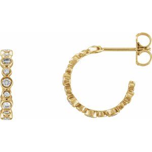 14K Yellow Gold 3/8 CTW Natural Diamond 13.7 mm Hoop Earrings