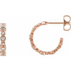 14K Rose Gold 3/8 CTW Natural Diamond 13.7 mm Hoop Earrings