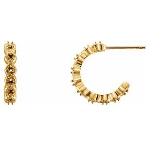 14K Yellow Gold 1.2 mm Round 15.1 mm Hoop Earring Mounting