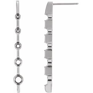 18K White Gold 3.8 mm Round Five-Stone Graduated Journey Earring Mounting