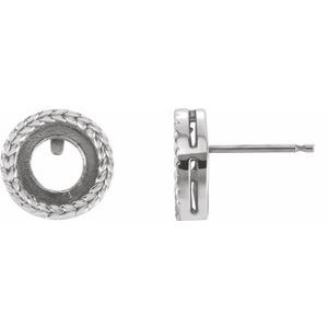 Platinum 7 mm Round Cabochon Bezel-Set Earring Mounting
