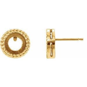 14K Yellow Gold 7 mm Round Cabochon Bezel-Set Earring Mounting