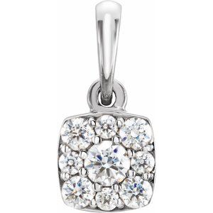 14K White Gold 1/4 CTW Natural Diamond Cluster Pendant