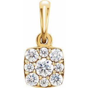 14K Yellow Gold 1/4 CTW Natural Diamond Cluster Pendant