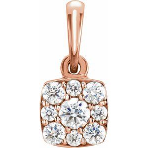 14K Rose Gold 1/4 CTW Natural Diamond Cluster Pendant