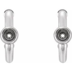 Sterling Silver 2.5 mm Round Bezel-Set Huggie Hoop Earring Mounting – image 2
