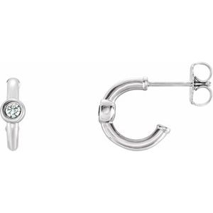 Platinum 1/8 CTW  Natural Diamond Huggie Hoop Earrings