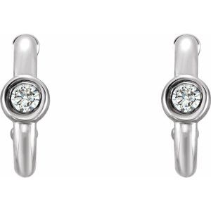 14K White Gold 1/8 CTW  Natural Diamond Huggie Hoop Earrings – image 2
