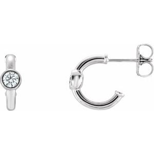 Platinum 1/4 CTW  Natural Diamond Huggie Hoop Earrings