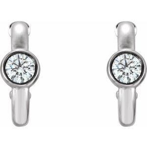 14K White Gold Natural White Sapphire Huggie Hoop Earrings – image 2