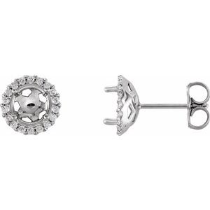 14K White Gold 5 mm Round 1/8 CTW Natural Diamond Semi-Set Earrings