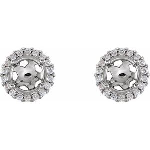 Sterling Silver 7 mm Round 1/5 CTW Natural Diamond Semi-Set Halo Earrings – image 2