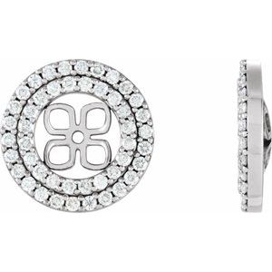 14K White Gold 3/4 CTW Natural Diamond Earring Jackets for 8 mm Pearl Stud Earrings