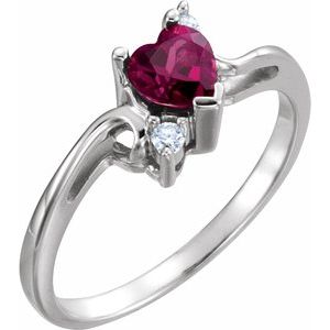 14K White Gold Natural Rhodolite Garnet & .04 CTW Natural Diamond Ring