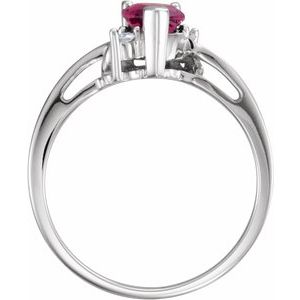 14K White Gold Natural Rhodolite Garnet & .04 CTW Natural Diamond Ring