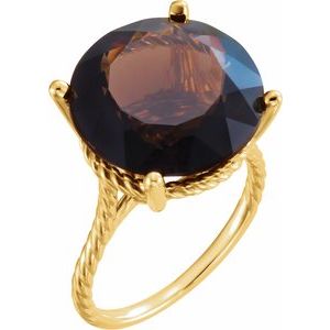 14K Yellow Gold Natural Smoky Quartz Ring