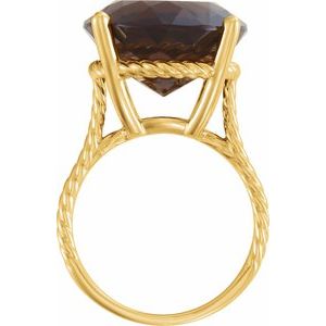 14K Yellow Gold Natural Smoky Quartz Ring
