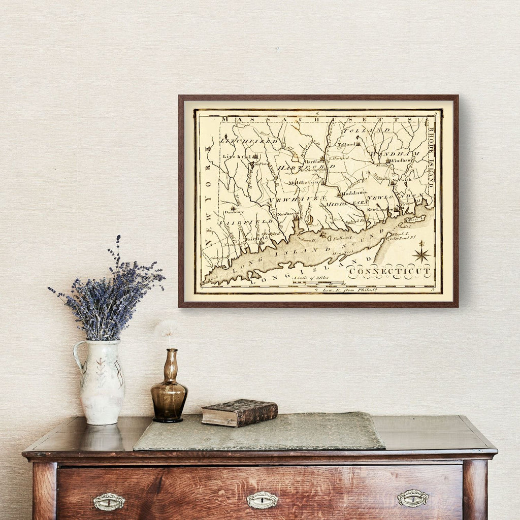 Vintage Map of Connecticut 1795
