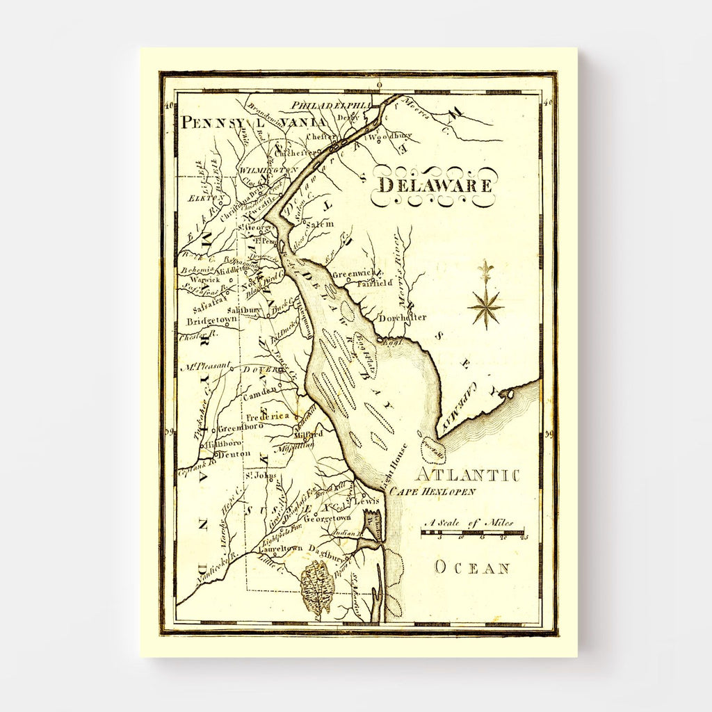 Vintage Map of Delaware 1795