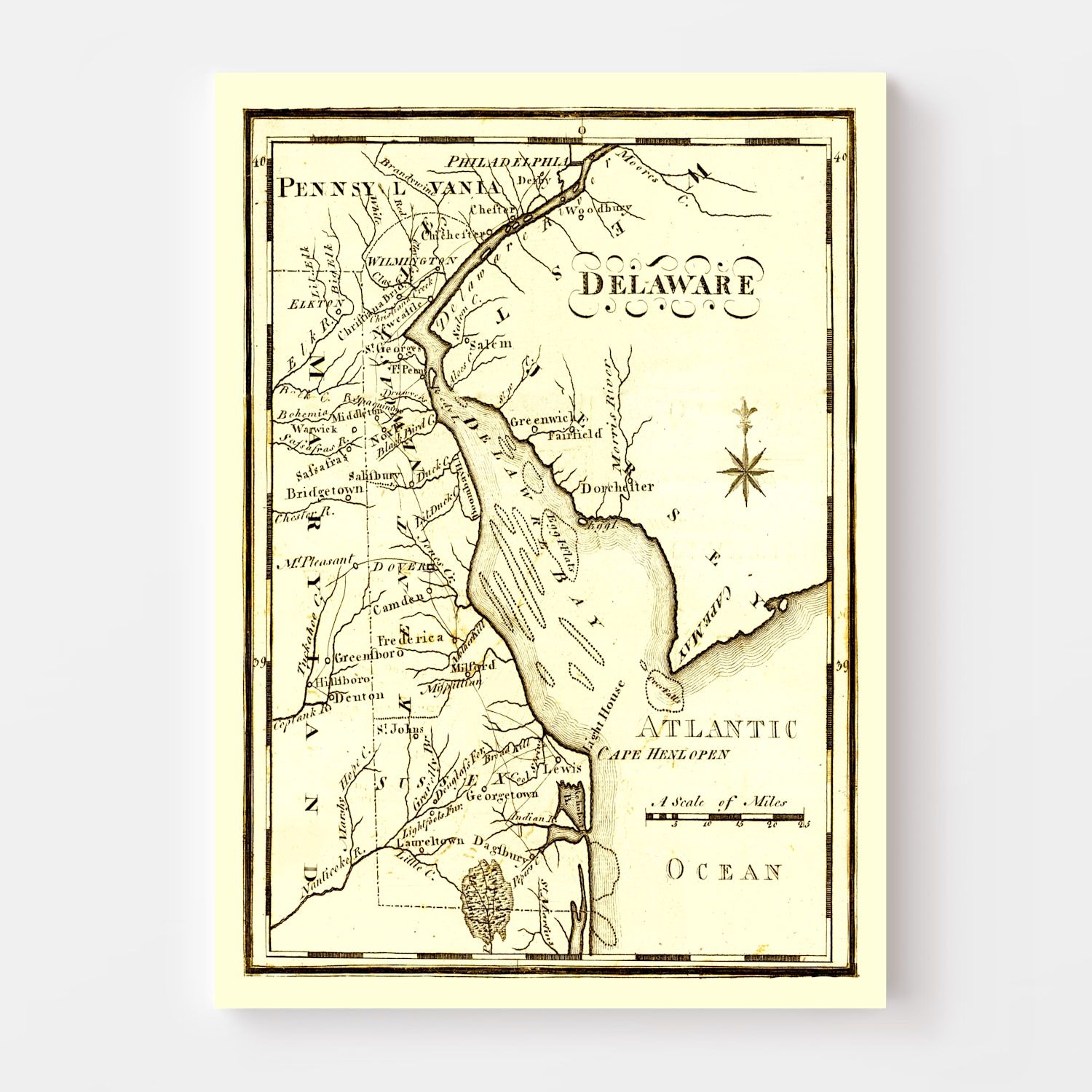 Vintage Map of Delaware 1795