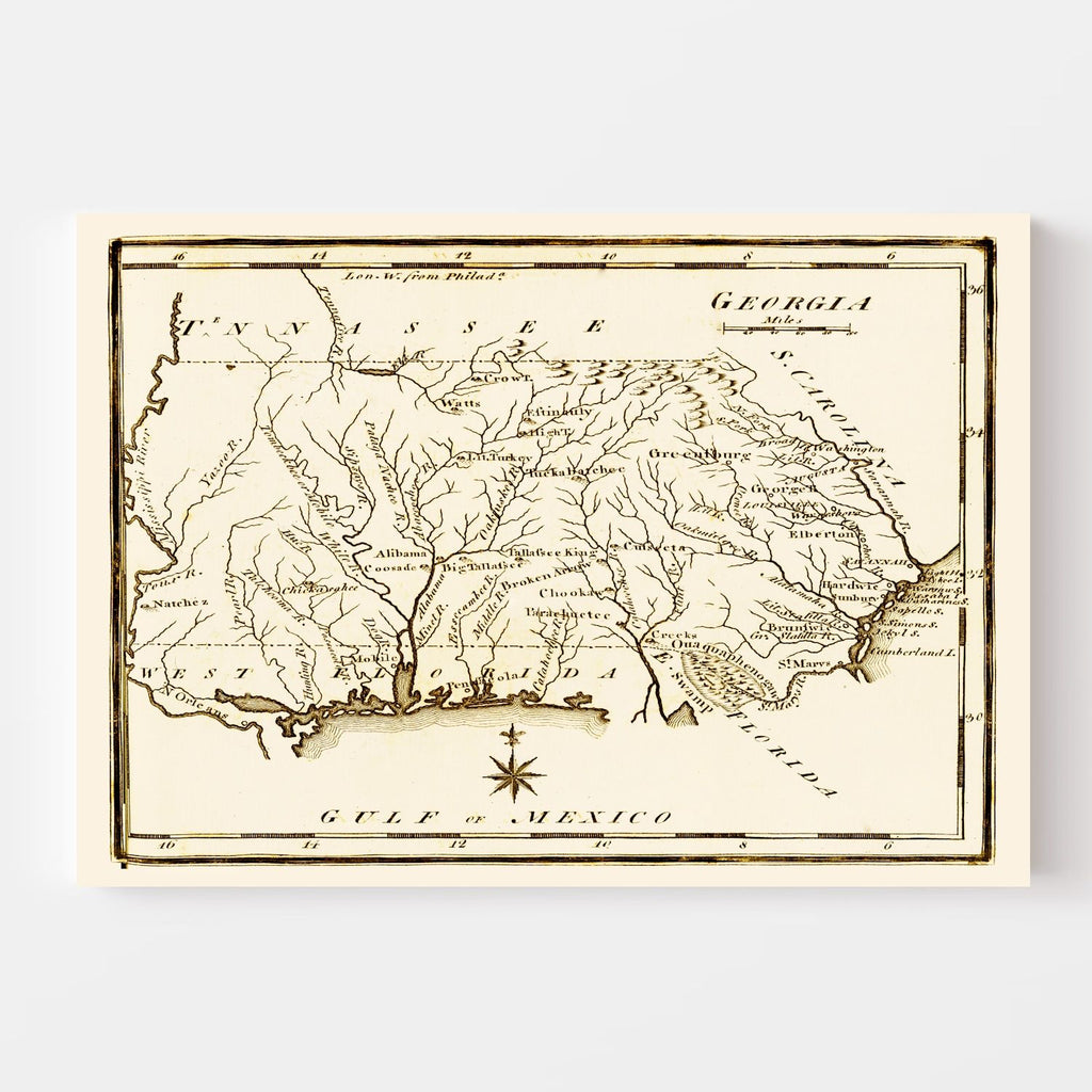 Vintage Map of Georgia 1795
