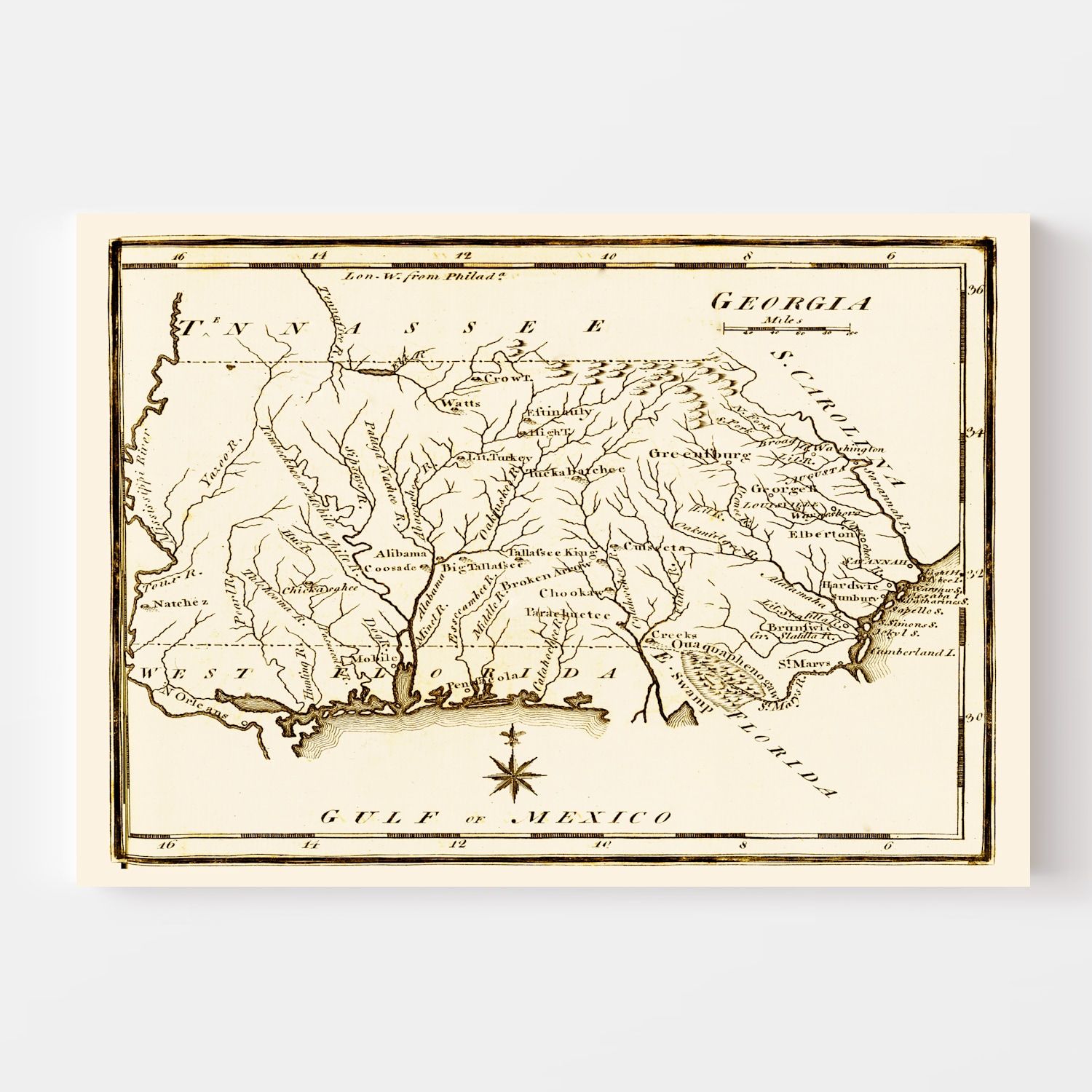 Vintage Map of Georgia 1795