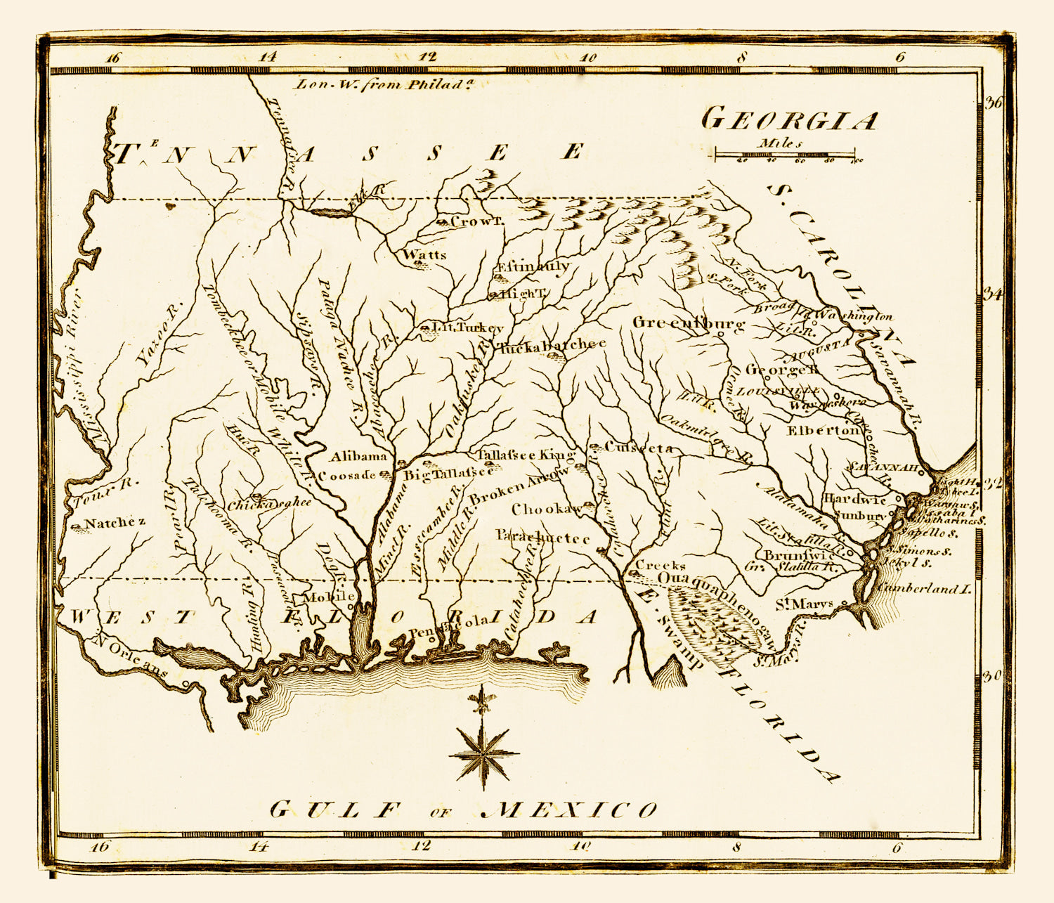 Vintage Map of Georgia 1795